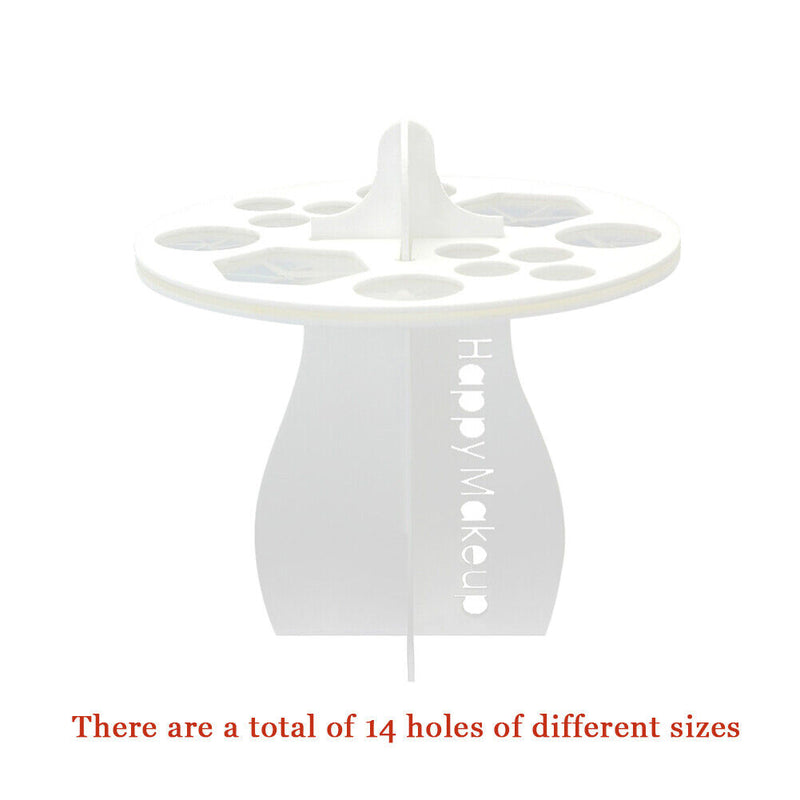 Acrylic Makeup Brush Drying Rack 14 Holes Detachable Brush Holder (White) Newly