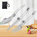 Foldable Cutlery Reusable Fork Spoon Camping Trave Dinnerware Flatware Set