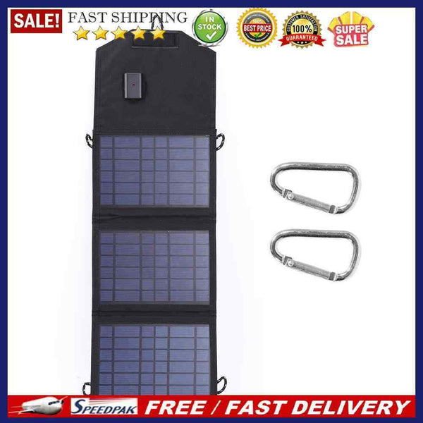 30W 5V USB Solar Panel Pack Portable Outdoor Foldable Charger with Carabine