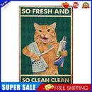 Brush Teeth Cat Metal Plate Tin Sign Plaque Poster for Bar Club Cafe (A)