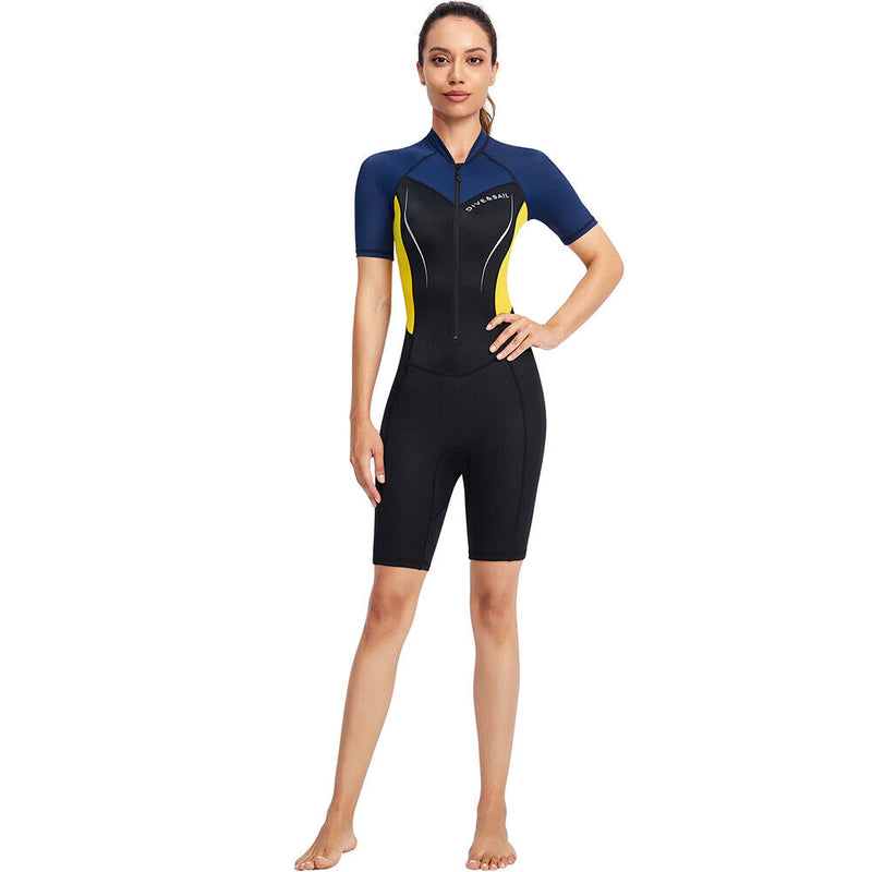 DIVE SAIL Neoprene Scuba Snorkel Swimming Women Body Wetsuits (Yellow S)