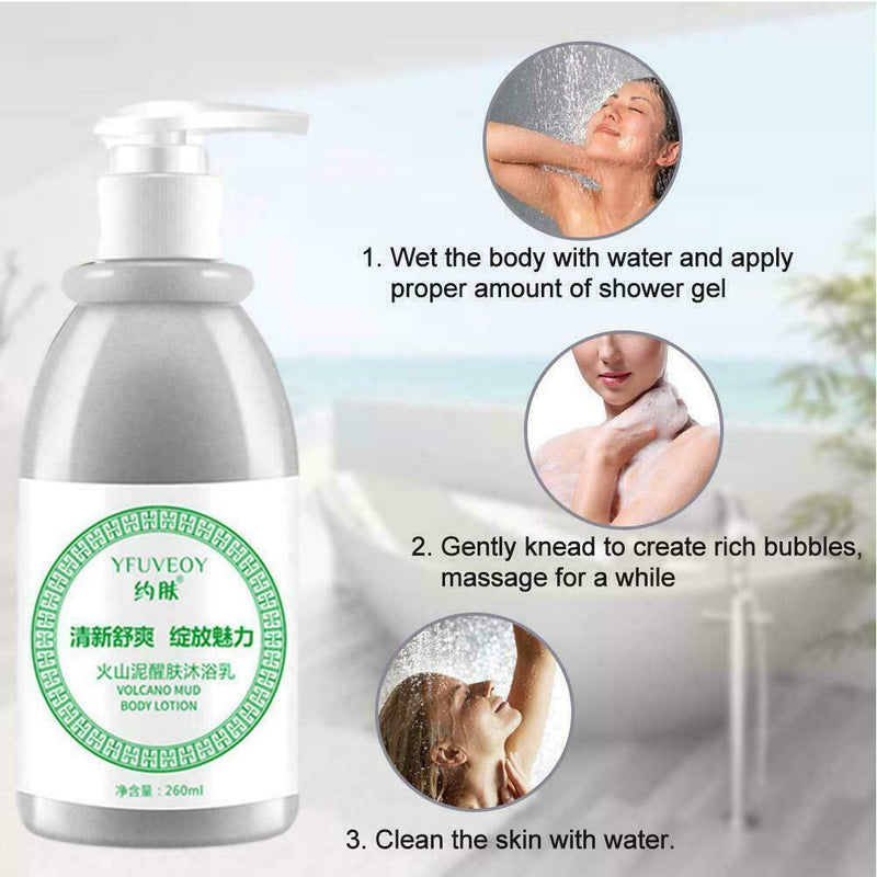 Volcanic Mud Shower Gel Body Wash Fast Whitening Deep Skin Sale Care Hot E9Z5