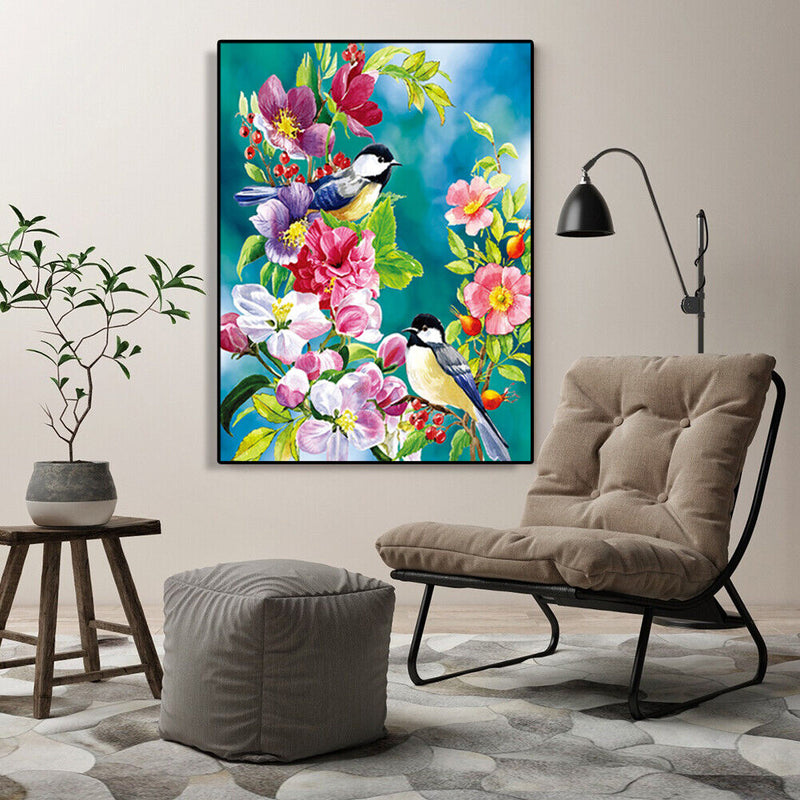 Painting By Numbers DIY Birds Flowers Canvas Oil Art Picture Home Room Decor Kit