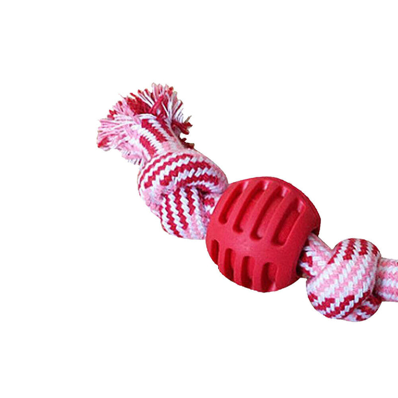 Dog Double Knot Ball Cotton Rope Chews Tooth Cleaning Interactive Training Ba