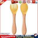Baby Wooden Silicone Feeding Spoon Toddlers BPA-free Tableware (28) Newly