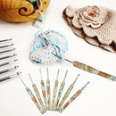 #A 8pcs Printed Crochet Hook Kit Aluminum Yarn Stitching Weaving Needles Tools