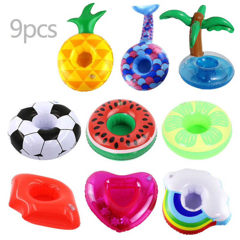 Pool Cup Holder - Pack of 9 Inflatable Float Drink Holder for Summer Beach Newly