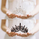 Bride Goth Baroque Queen Crown Black Tiaras for Women Crystal Wedding Crowns