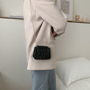 Pure Color Leather Mini Shoulder Bags Women Chain Messenger Bags (Black)