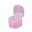 Denture Care Bath Box Clean False Teeth Nursing Hang Net Container (Pink) Newly