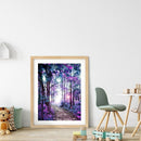 11CT Printed Full Cross Stitch Handcraft Purple Forest Artwork Wall Decor