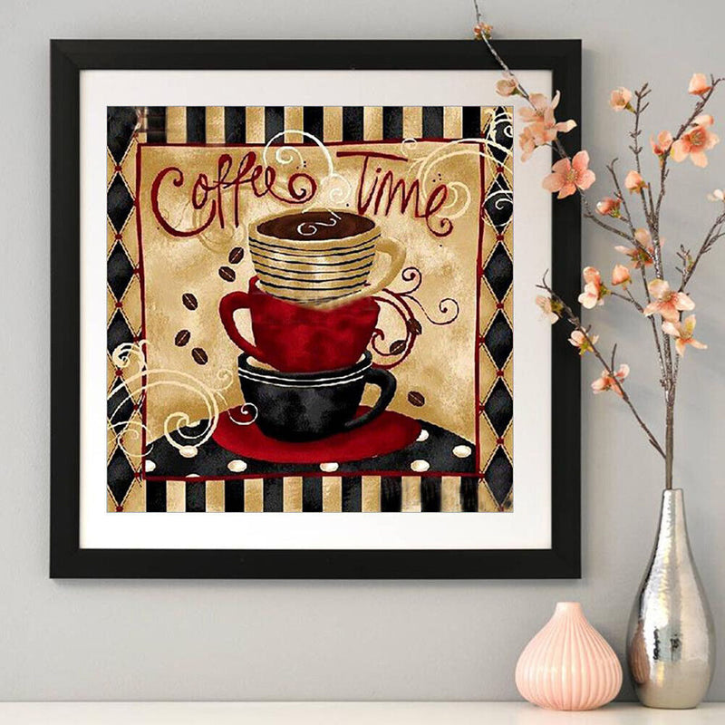 Retro Coffee Oil Paint By Numbers DIY Frameless Art Picture Decor (S281)