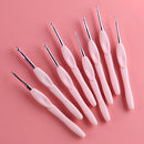 8pcs Plastic Handle Knitting Needles Aluminum Crochet Hooks DIY Tools Set 2-6