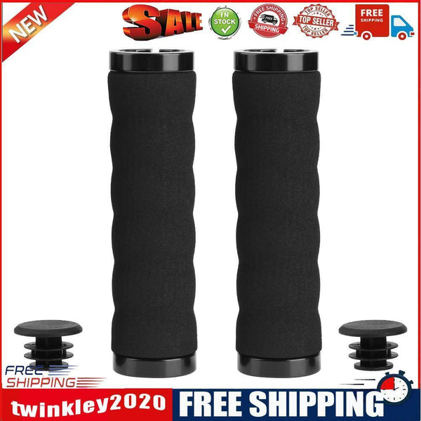 Bicycle Sponge Lock Handlebar Grips Soft Mountain Bike Handle Cover (Black)