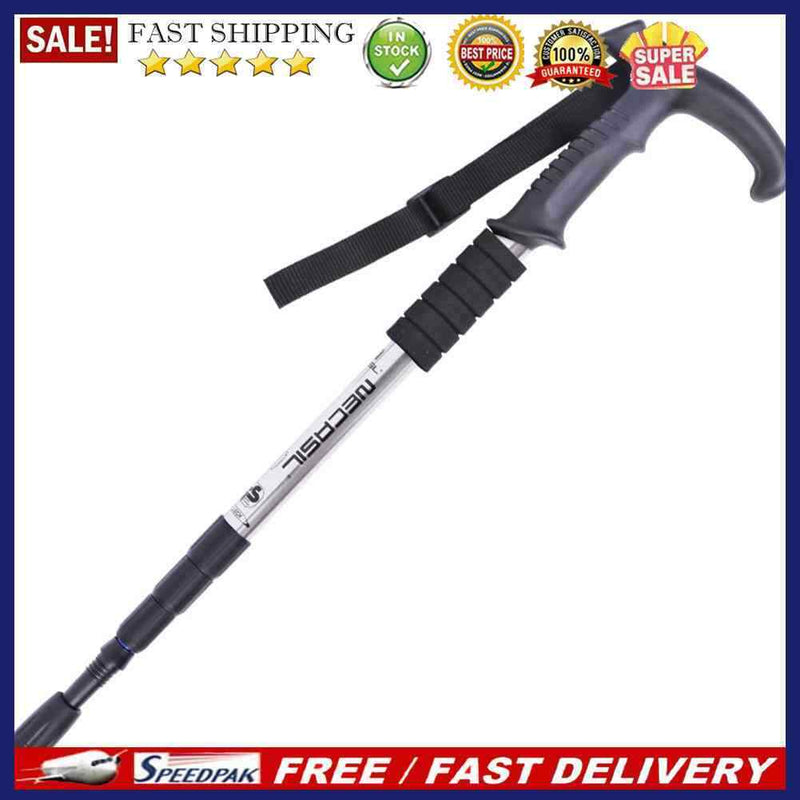 Trekking Pole 4 Sections T Shape Telescopic Outdoor Hiking Walking Crutch S