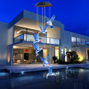 Solar LED Color Changing Wind Chime Lamps Hummingbird Pendant Lights (A) Newly