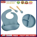 4x Silicone Food Plates Set Anti Slip Baby Feeding Food Accessories (Grey Blue)