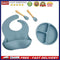 4x Silicone Food Plates Set Anti Slip Baby Feeding Food Accessories (Grey Blue)