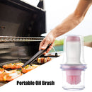 Portable Press Silicone Oil Bottle Brush Storage Cover Kitchen Tool (Pink)