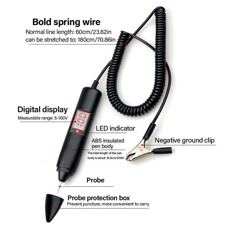 Digital Circuit Tester Voltage Meter Pen Car Truck Circuit Scanner Power Probe