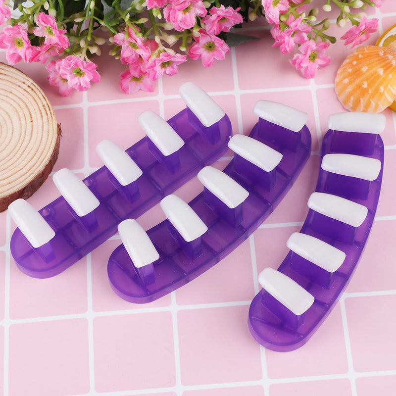 3 in 1 Nail Holder Practice Training Display Stand w/15pcs Nail Tip (Purple