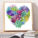 11CT Partial Cross Stitch Heart Succulents Counted DIY Wall Crafts Home Decor