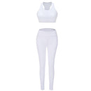 Women Yoga Set 2pcs Casual Vest Leggings Fitness Sportswear Suit (White M)