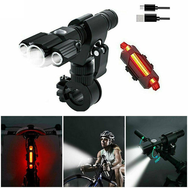 With Rack Flashlight Bike Lights Bicycle Front Lamp LED Torch Rear Lights
