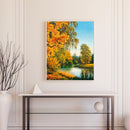 Autumn Forest Lake Landscape Oil Paint By Number Kit Rimless Drawing Picture