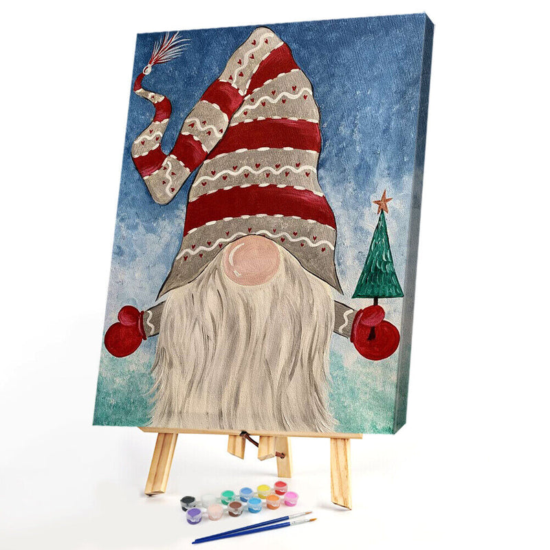 Frameless Oil Paint By Numbers Gnome DIY Canvas Picture Craft for Home