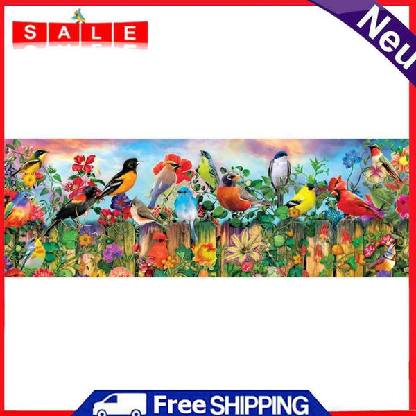 Drill Point Handcraft DIY Fence Birds Full Diamond Painting Canvas Mosaic Kit