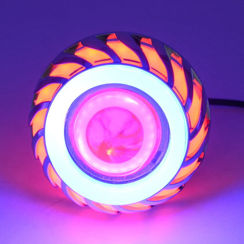 Dual Halo Motorcycle 12V-85V Projector Hi/Lo Beam LED  Blue Red Halo