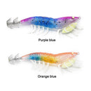 Luminous Wood Shrimp Bait Squid Hook Jig Sea Cuttlefish Lures (Purple Blue)