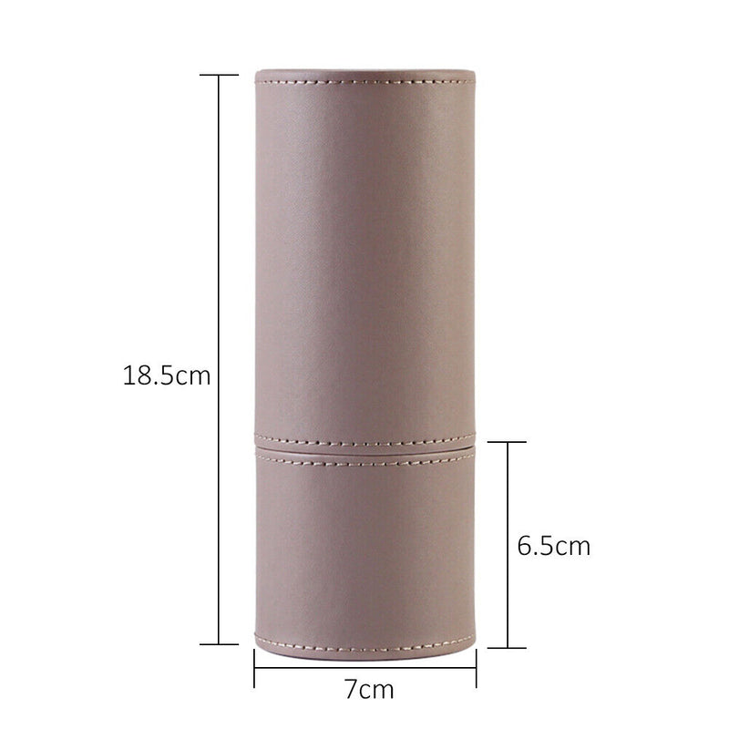 PU Waterproof Makeup Brush Storage Case Circular Pen Holder Box (Grey) Newly