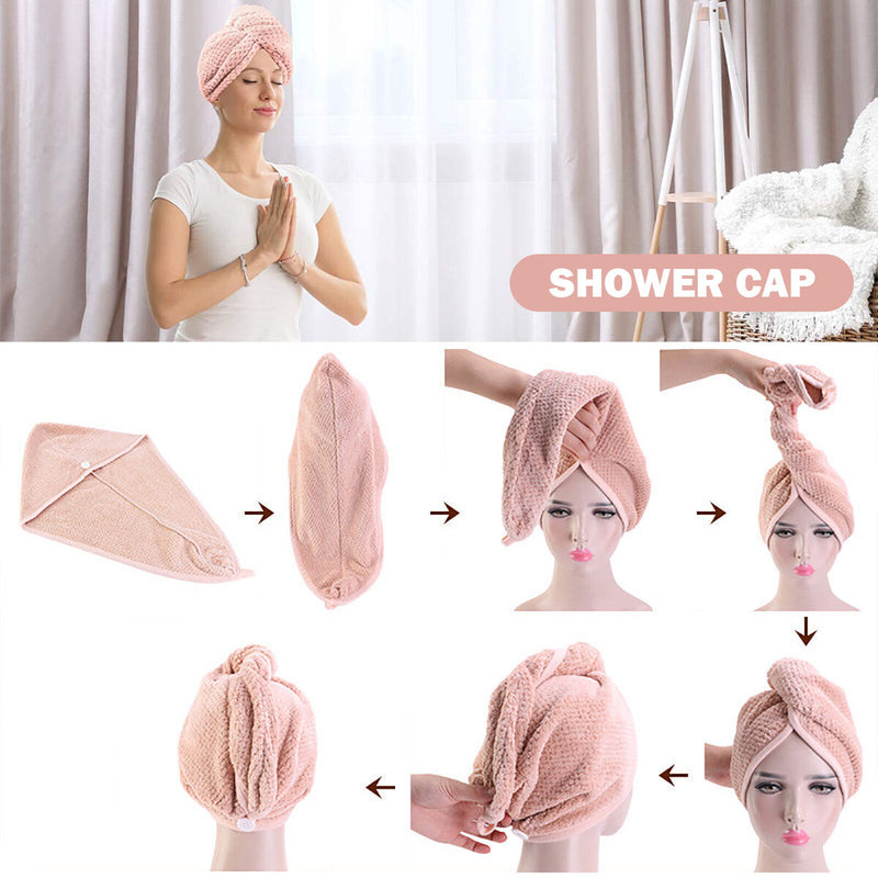 Hair Towel Wrap 2 Pack Microfiber Quick Dry Hair Towels Cap for Women Wet Hair