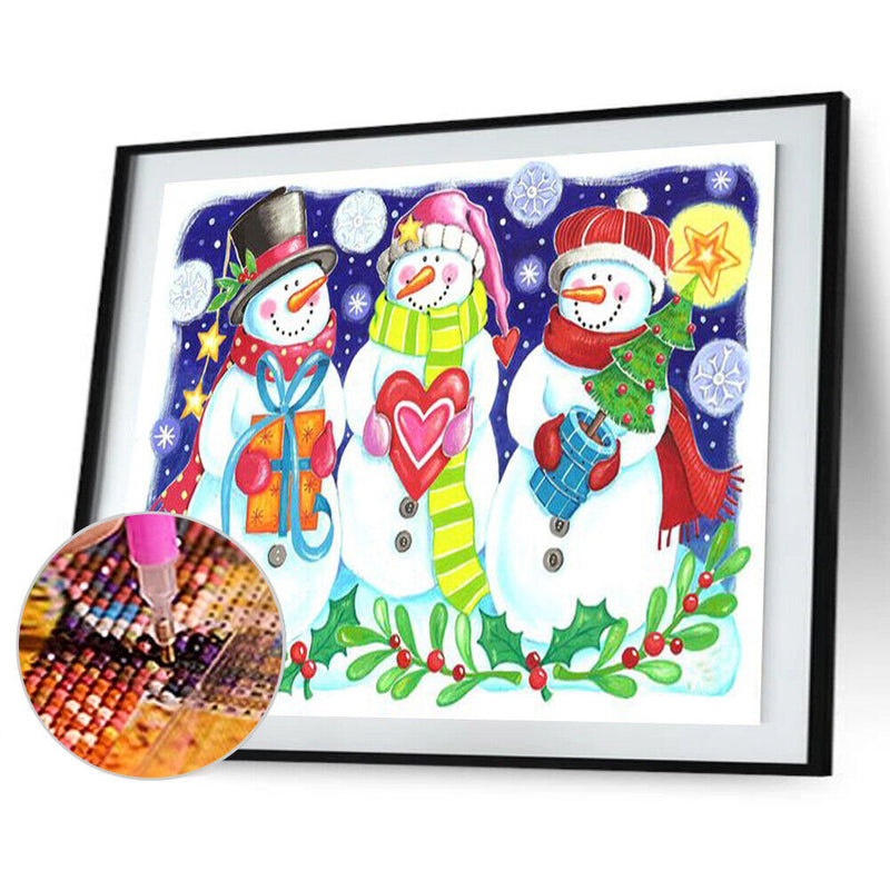5D DIY Full Drill Round Shape Snowman Rhinestone Diamond Drawing for Bedroom