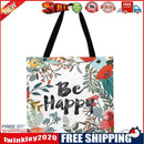 Fashion Women Flower Letters Linen Large Capacity Handbags Shoulder Bags
