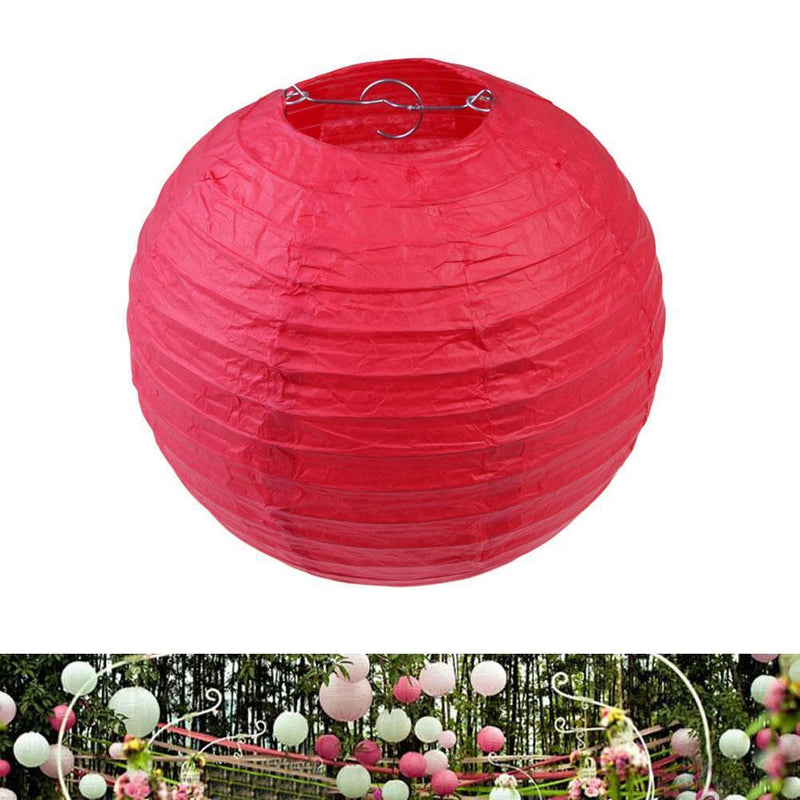 4 inch Round Chinese Paper Lantern DIY Paper Ball Lamp Party Decor (Red) Newly