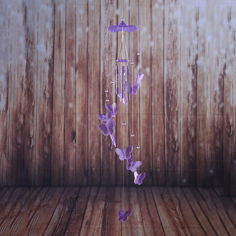 Butterfly Bell Wind Chimes Creative Home Yard Garden Hanging Decor(Purple)