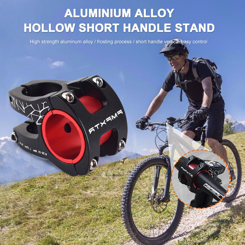 0 Degree MTB Road Bike Handlebar Stem 31.8/35mm Bicycle Riser Stems (Black)