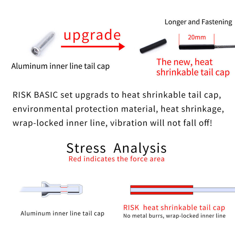 RISK Bicycle Shift Cable Set for MTB Bike Derailleur Wire Tube Line (Black)