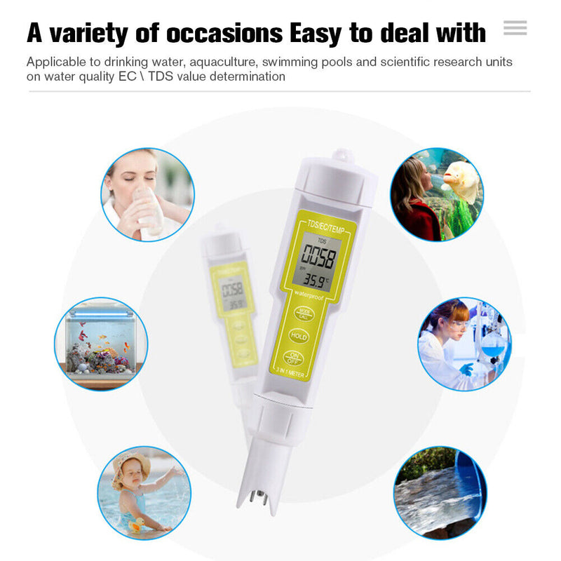 Water Measurement Instruments Tool Digital Water Quality Tester 3 in 1 Pen Type