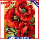 Oil Paint By Numbers Picture DIY Drawing Red Flower Acrylic Paint Decor Art