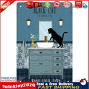 Cat on Sink Retro Metal Plate Tin Sign Plaque Poster Wall Art for Bar (A) Newly