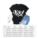 Independence Day Print USA Letter Tea T-Shirt (Black M)