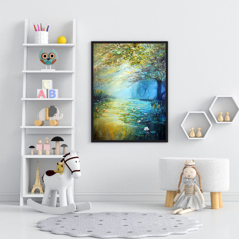 Hand Painted on Canvas DIY Scenery on The River Oil Paint By Numbers Kit