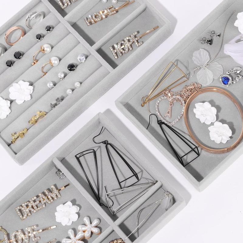 Watch Velvet Stackable Jewelry Trays Earring Organizer Drawer Rings Holder