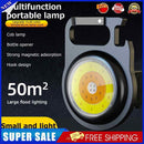 USB COB LED Flashlight Keychain Survival Bottle Opener Pocket Clip Work Lamp