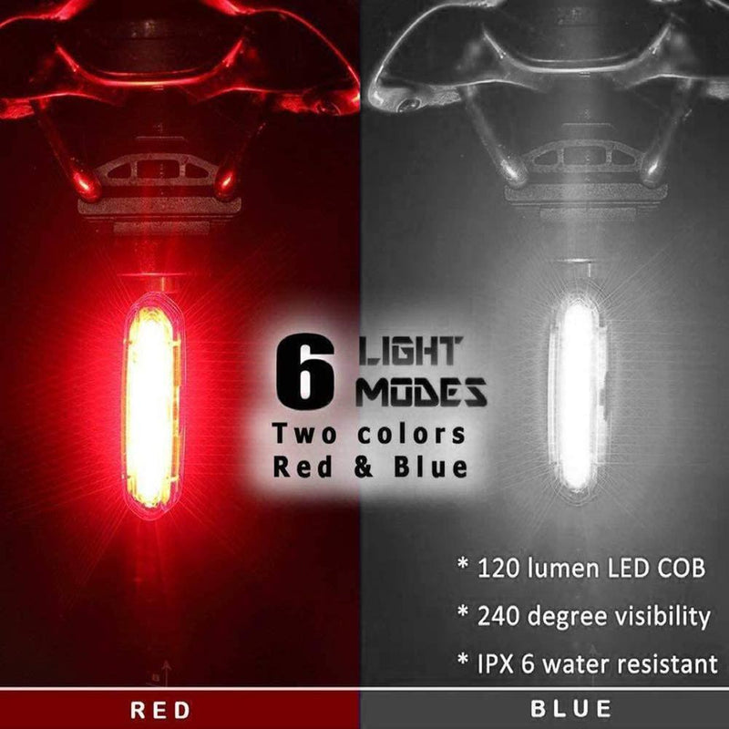 COB LED MTB Bike Rear Warning Lights 120LM Bicycle Taillight*2