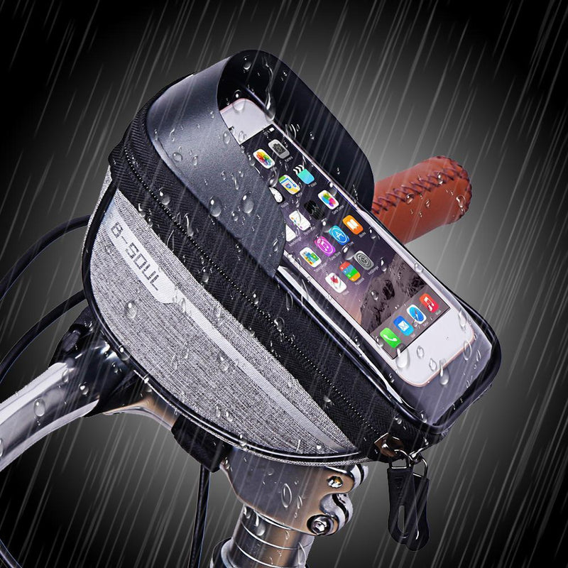 Bike Front Frame Touch Screen Waterproof Phone Bag Top Tube Pannier (Grey) Newly